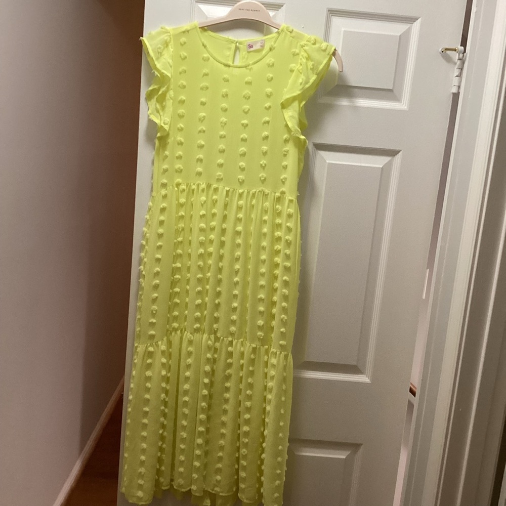 2 Dresses-1 Yellow shear bubble layer dress & 1 adjustable strap same co…